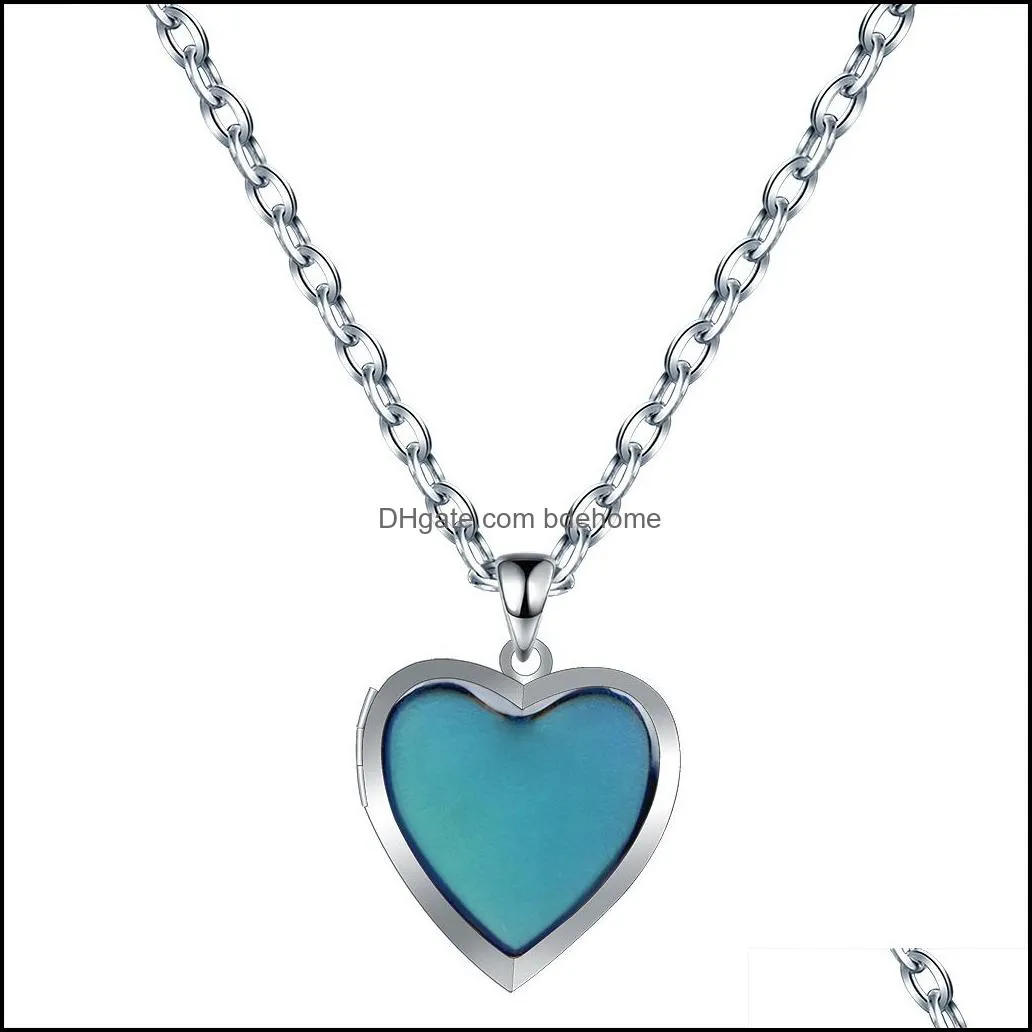 Classic Color Changing Love Heart Shaped Choker Necklace For Women Locket Pendant Female Fashion Jewelry Gifts Accessories