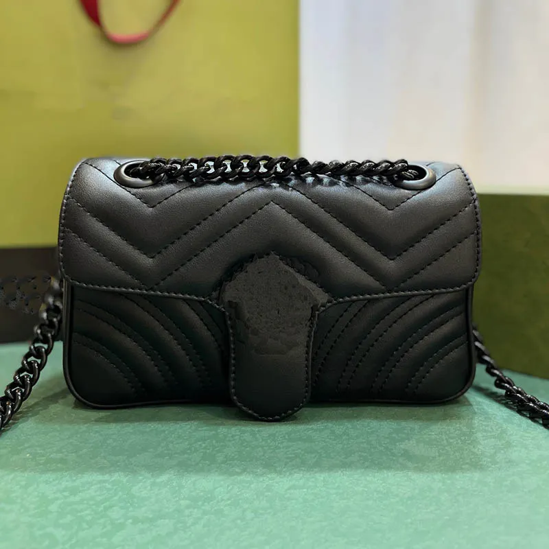 Marmont sacs à bandoulière noirs complets femmes sac de créateur qualité supérieure taille 22X14X6cm modèle 446744