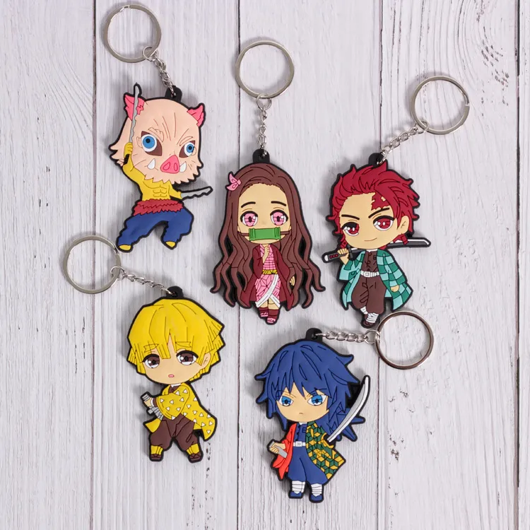 Cadeia de anime japonês Chave de silicone de borracha macia Chave de capa de chaveiro Acessórios para keyring presentes