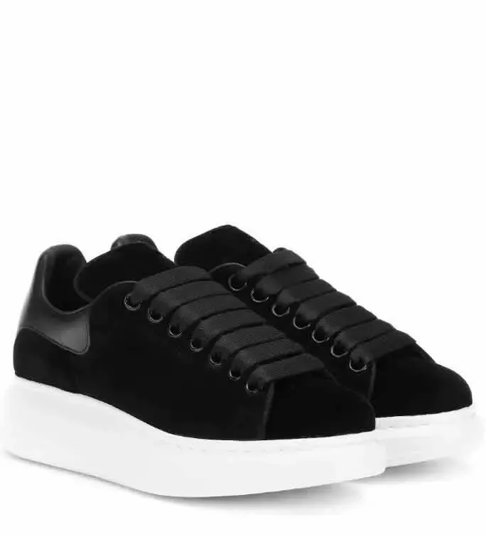 Popular Designer Platform Sneakers Black Velvet Leather Casual Shoes for Men and Women