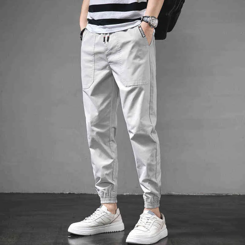 Casual Cargo Pants Men's Jogging Sweatpants Spring New Korea Fashion Elastic Midje Pants Streetwear Man Loose Wild Trousers G220507