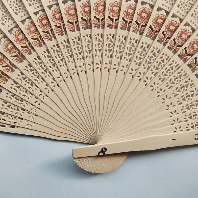 Sandalwood Hand Fan Party Decoration Personalized Gift Engraved Wooden Openwork Folding Handheld Fans Wedding Baby Shower Favors TH0109