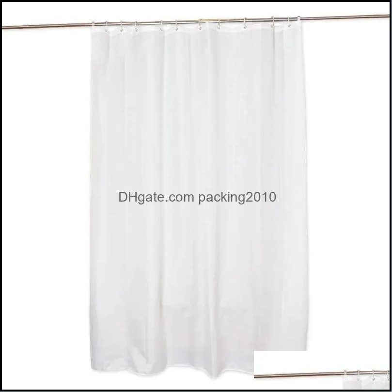 Waterproof Bathroom Shower Curtain Home Decorations Mildew-free Door Screen Curtains With 12 Hooks Fabric Drapes Tulle Voile Organza White Color 135*175