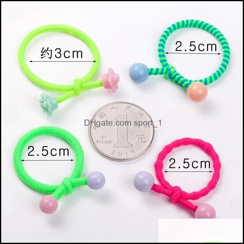 fluorescent knotted beads hair rubber bands strong and continuous girl elegant hair band