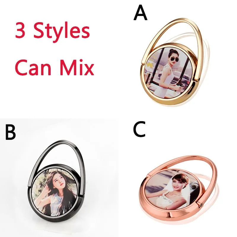 DIY Sublimation Phone Holders Favor Zinc Alloy Round Smartphone Brackets Heat Transfer Coating Finger Stand