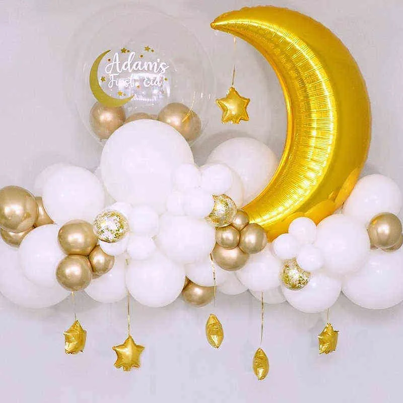 60pcs Moon Star Balloon set pour musulman Eid Mubarak Festival Decoration Home Decoration Diy Ramadan Kareem Kids Birthday Party Ballon Globes