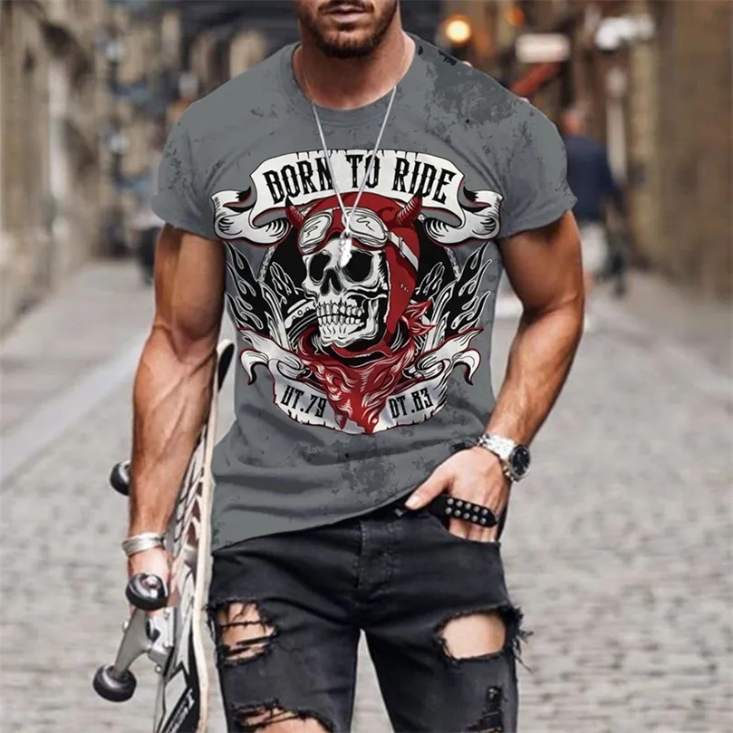 Sommer Herren T-Shirts Schädel 3D-Druck T-Shirts Casual Kurzarm Kleidung Verkauf Streetwear Fashion Männer Frauen T-Shirt 220526