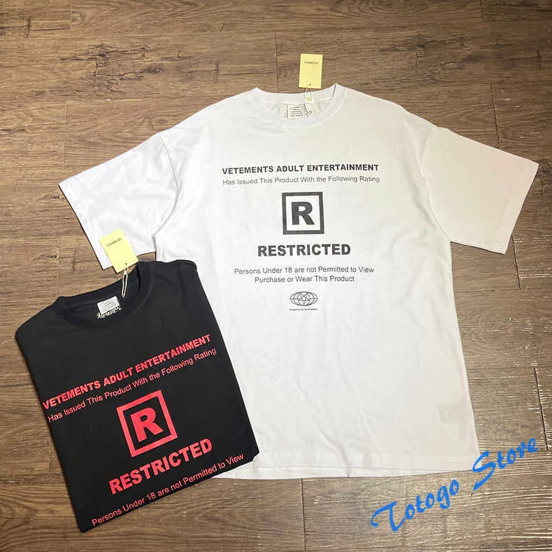 2022ss Sommer Vetements Restricted T-shirts Männer Frauen Hohe Qualität VTM Kurzarm Oversize Oansatz Lose Streetwear Top T