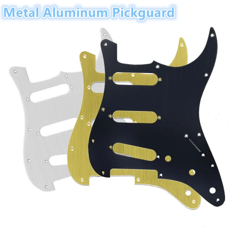 Metall Aluminium PickGuard SSS Electric Guitar Pick Guard Scratch Plate 11 Hål, guld/silver/svart Välj