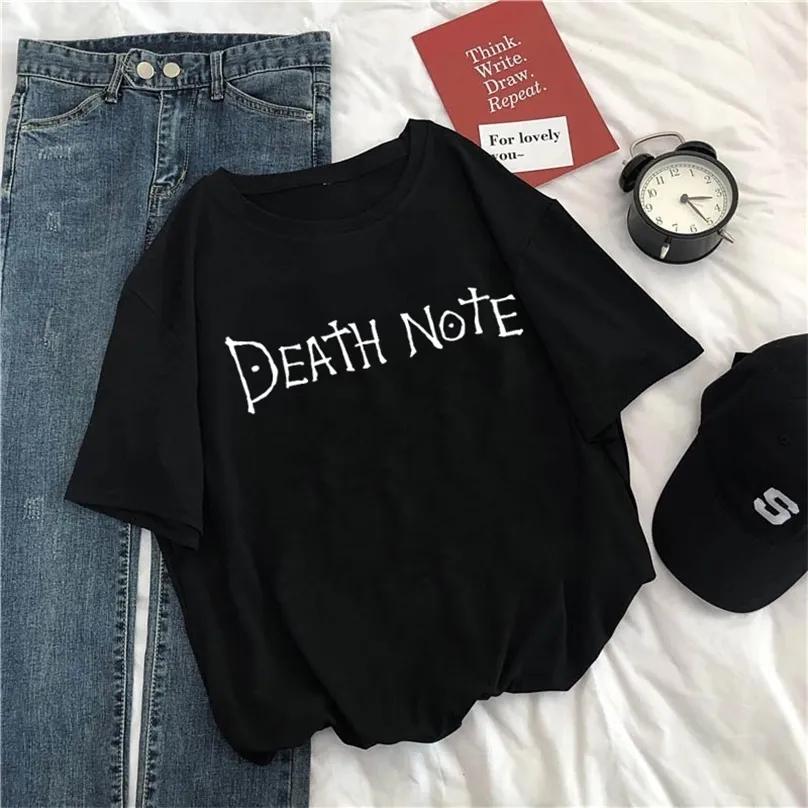 Anime tshirt Death Note Letter Print Women Short Sleeve Harajuku Tops Tshirts For Women Hip Hop Streetwear Women's T-Shirts 220506