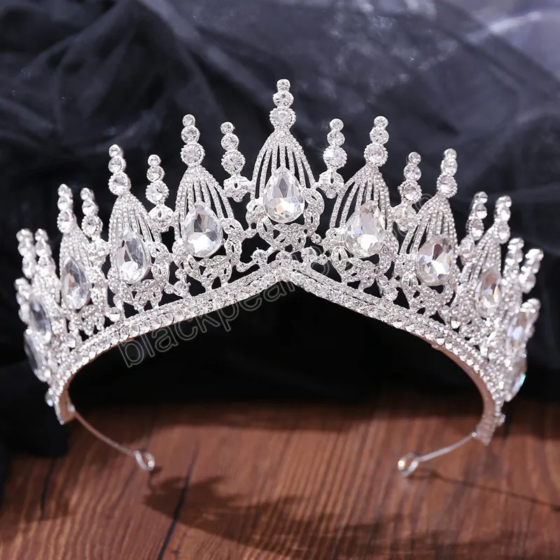 Big Crown Bridal Wedding Headpiece Water Drop Rhinestone Crystal Crown Princess Tiaras Haar Sieraden
