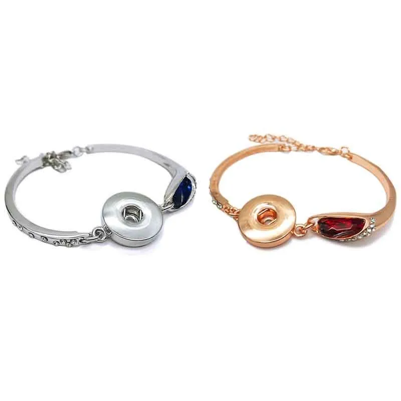 Charmarmband Rhinestone 238 Högkvalitativ utbytbar 18mm Snap Button Metal Armband Bangle Jewelry for Women Teenagerscharm