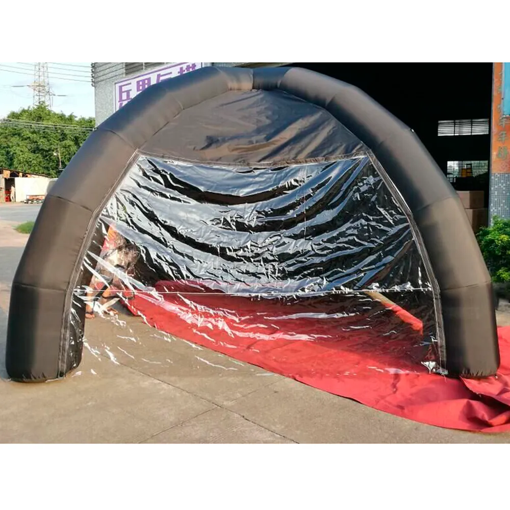 Outdoor opblaasbare Spider Dome Tent Black Event Tent Gazobe speelgoed met 2 heldere muren op maat gemaakte maat en kleur