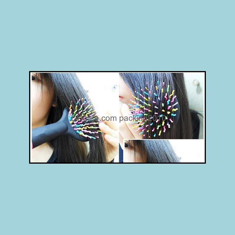 candy rainbow comb antistatic hair brush volume massage hairbrush with mirror for human wig hair 