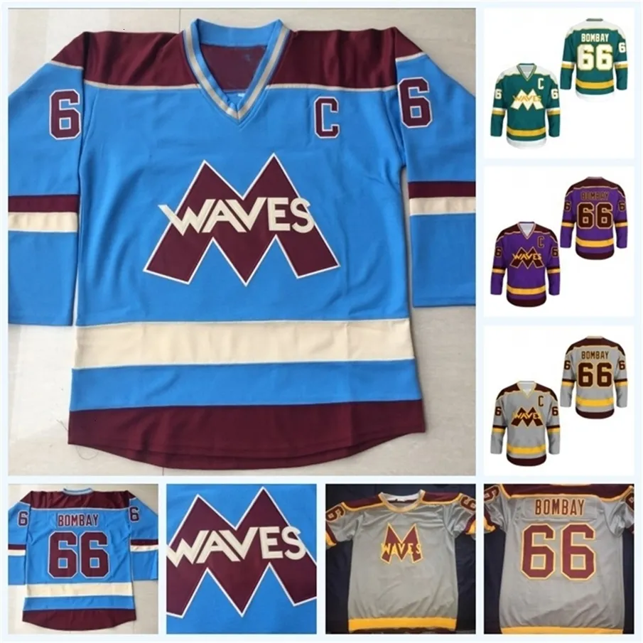 VipCeoA3740 Stitched 66 Gordon Bombay Gunner Stahl Mighty Ducks Waves Hockey Jersey Customized Double Stitched Name & Number VERY RARE NO RESERVE Jersey