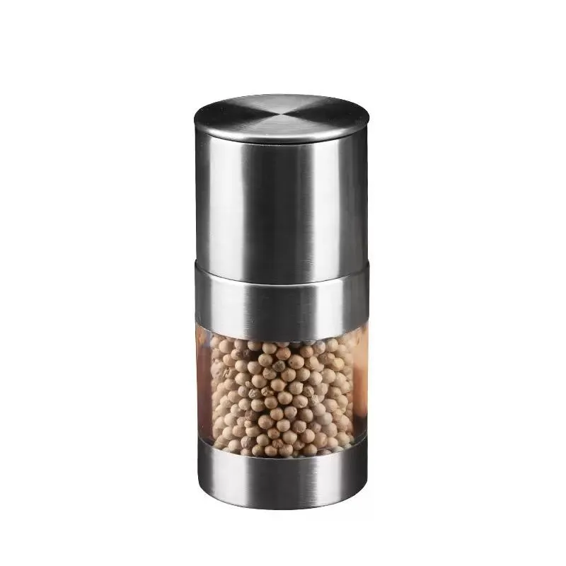 Manual Pepper Mill Salt Shakers One-handed Pepper Grinder Stainless Steel Spice Sauce Grinders Stick Kitchen Tools