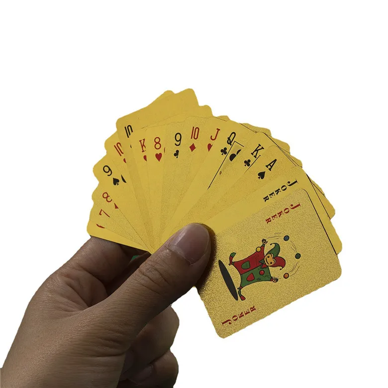 Mini cartões de pôquer plástico d'água plástico d'água dourada mini cartas de jogo de jogo de viagens no presente da família