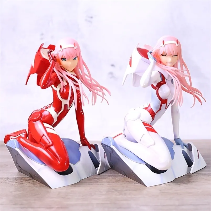 Anime postać kochanie w franxx zero dwa 02 czerwone / białe ubrania sexy dziewczęta PVC Działanie S Zabawka Kolekcjonerski model 220409