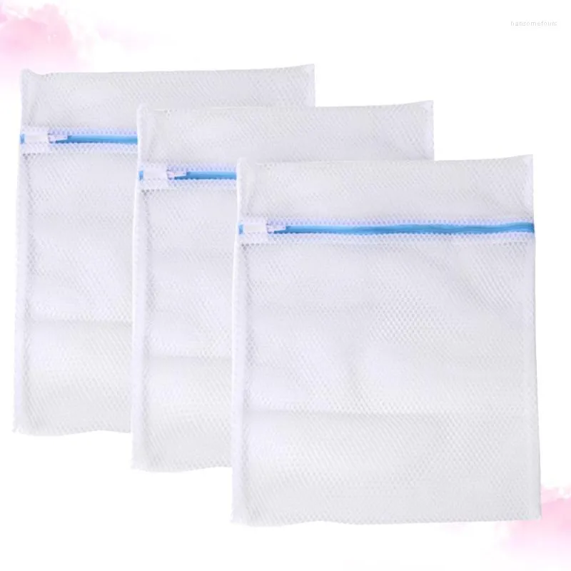3 pièces Polyester sac à laver sous-vêtements soutien-gorge avec fermeture à glissière lavage Machine spéciale protéger maille Fine en forme d'angle Wa sacs à linge