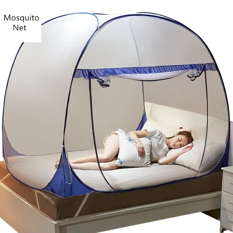Lace Polyester Insect Mesh Mos -Net Mongoolse Yurt Good Sleep Gordijn voor bednettent met rits met rits enkele deur Y200417