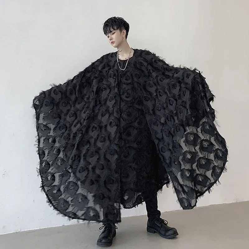 Casual shirts voor heren mannen oversized bat lange mouw pullover sjaal mantel shirt mannelijke vrouwen streetwear gotische jurk podium modeshow kleding me