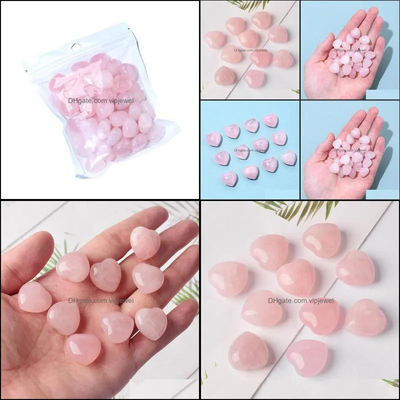 natural stone pink crystal 15mm heart shape ornaments quartz healing crystals energy reiki gem craft hand pieces living room