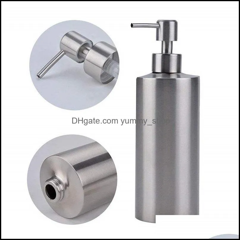 Full 304 Stainless Steel Countertop Sink Liquid Soap & Lotion Dispenser Pump Bottles for Kitchen and Bathroom 250ml/8oz 350ml/11.67oz