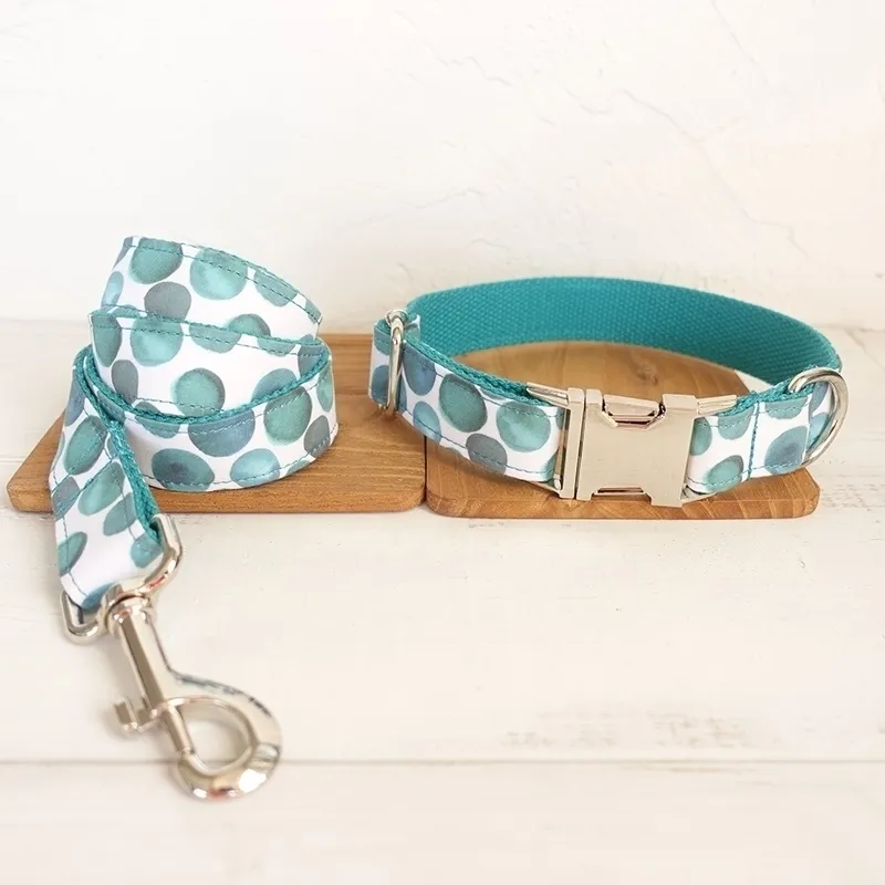 GLORIOUS KEK Dog Collar for Big s Laser Engrave Name&Tel Pet s Bubbles Print and Leash Set Traction Rope Y200515