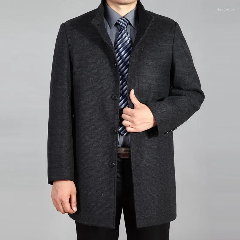 Men's Wool & Blends 2022 Winter Coat Men Cashmere Overcoat Long Mens Peacoat Trench Homme Woolen Jacket Autumn