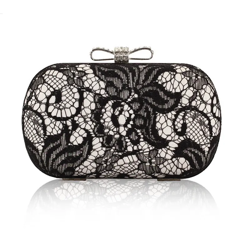 Black Lace Sequins Clutch Evening Bags Handbags High Quality Ladies Purses For Party Bridal Hand