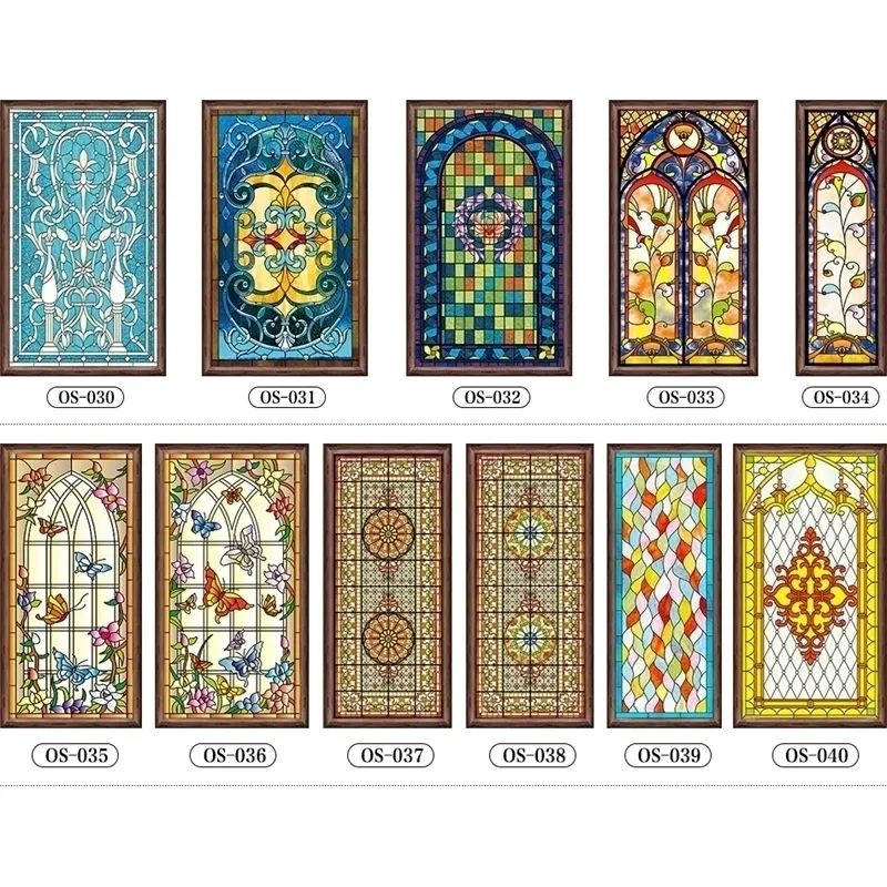 Custom size static cling frosted stained glass window film church foil door stickers PVC selfadhesive 40x100cm Y200416