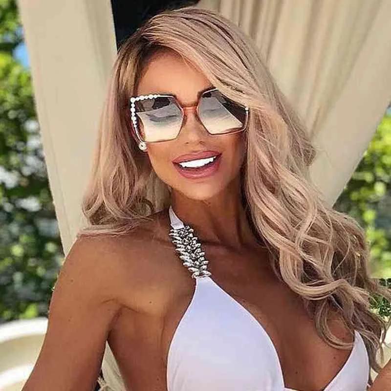 Nude oversized sunglasses square cateye sexy big  pointy beach river festival Amazon.com: FEISEDY Sunglasses Womens Trendy, Oversized  main image 4
