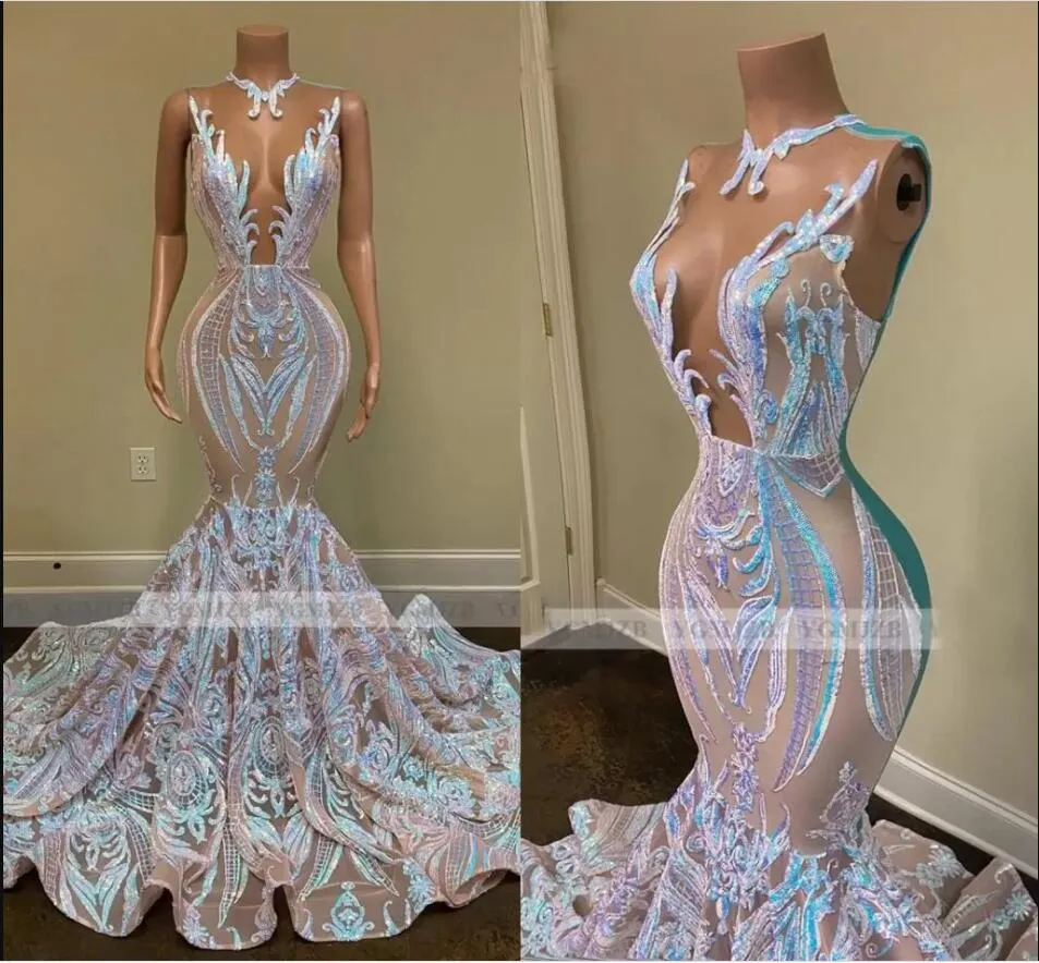 Sexy African Plus Size Sparkly Pargin Long Mermaid Prom Dresses Deep V Neck Women Gala Evening feestjurken voor zwarte meid gewaden op maat gemaakt