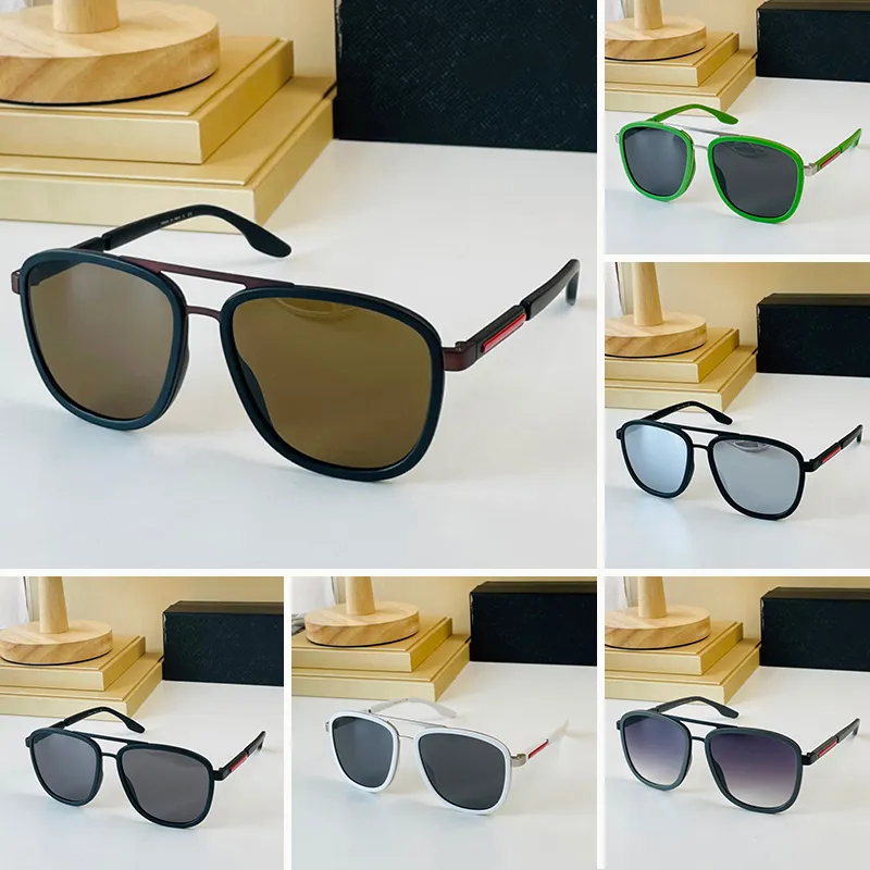 Active Sunglasses Designer SPR50XS Мужчины Женщины Овальные Рамки Двойной Мост Красные линии Очки Очки Colore Nero Gommato Летающие Очки Protection UV400 С Оригинальным корпусом