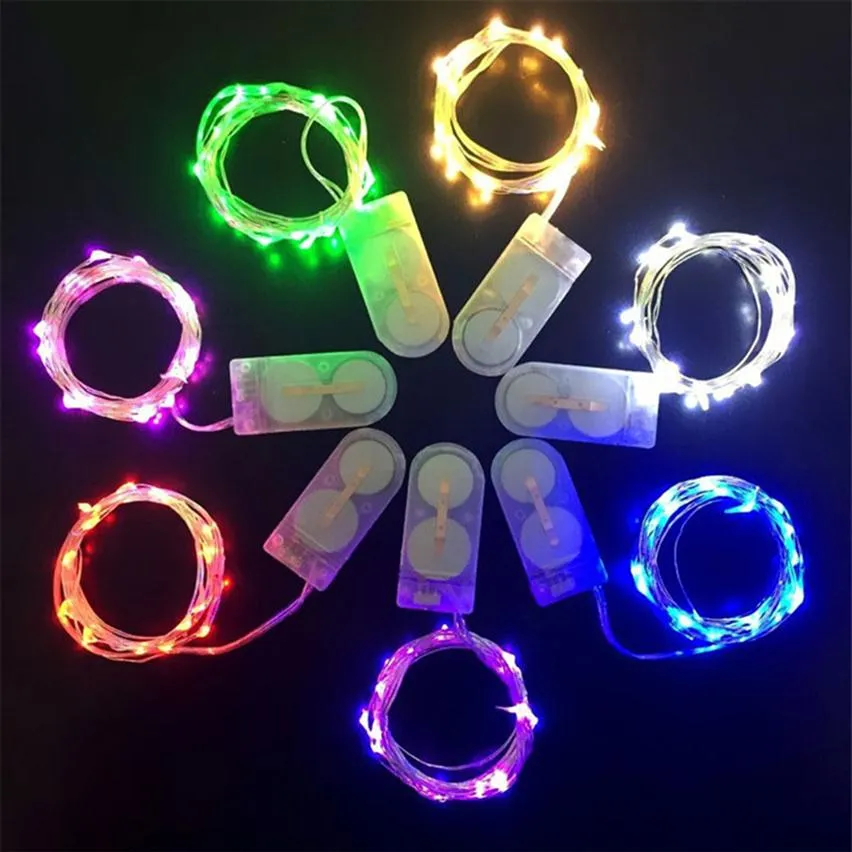 2M 20LEDs Led String CR2032 Battery 2 Meter Operated Micro Mini Light Silver Wire Starry for Christmas Halloween Decoration271q