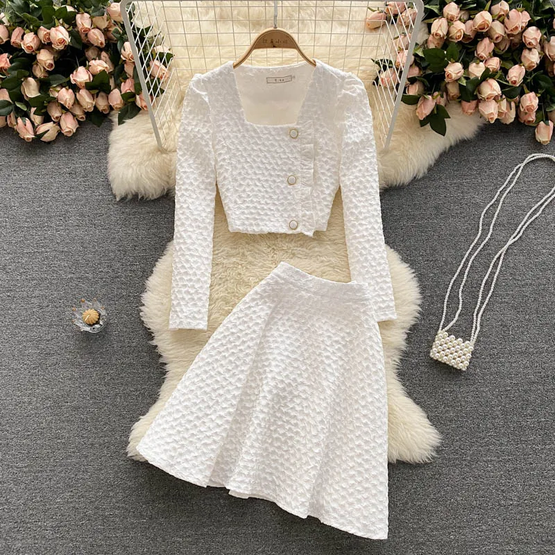 Brand Dress Womens Designer Clothing Korean All Match Sweet Two Piece Dress Luxury Women's Plaid Coat Top High Waist Undefined Mini Skirts Womens Dress 3299 9071