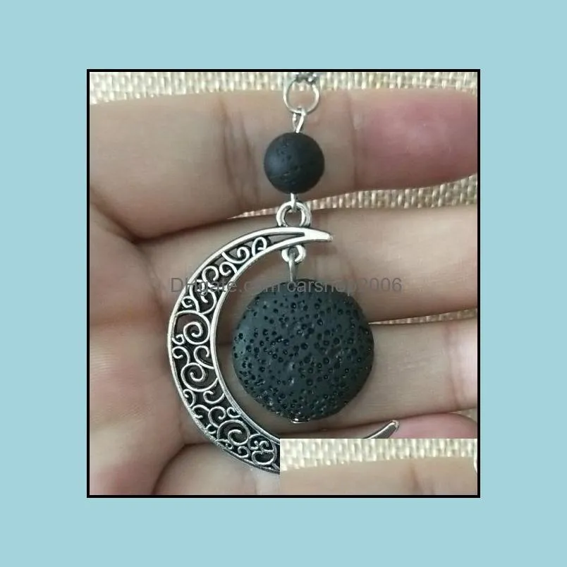 9 styles colorful aromatherapy lava stone moon charms pendant  oil diffuser necklace jewelry