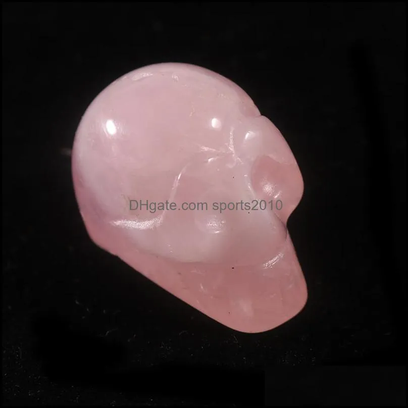 25mm custom carved skull stone halloween decoration 1 inch skulls statue natural quartz crystal gem stones crafts sports2010