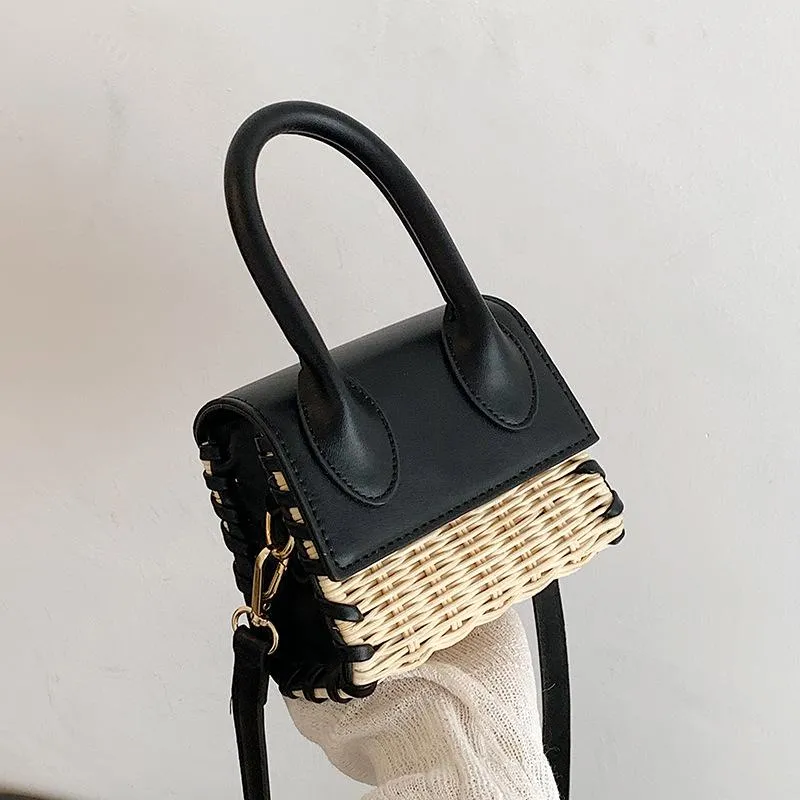 Evening Bags Mini Women's Handbag Handmade Rattan Straw Bag High Quality Natural Wicker Hand Made Square HandbagEvening EveningEvening