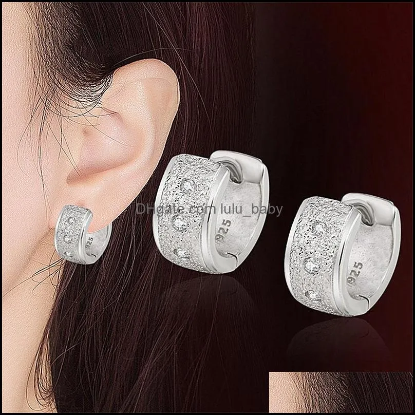 fashion stainless steel earrings rust steel hoop ear buckle women inlaid zircon frosted earrings banquet birthday party gift jewelry