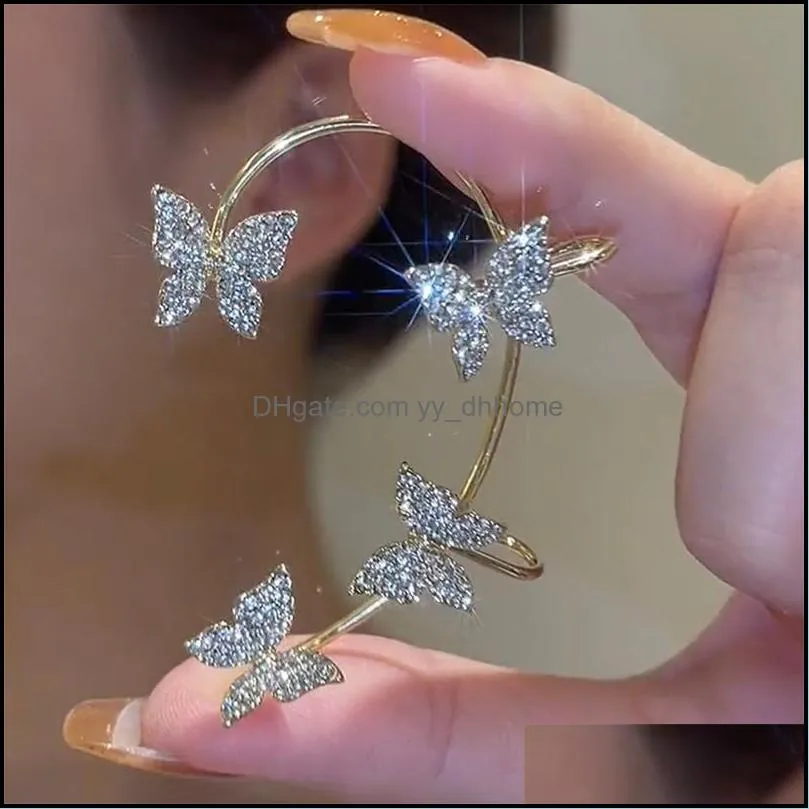 clip-on & screw back elegant advanced butterfly earbone clip korean sweet accessories fashion ear hook luxury earring for womans