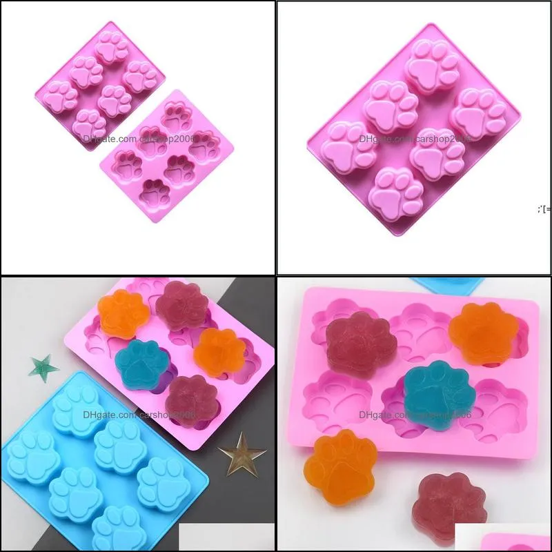 baking moulds 6 even cat paw footprints silicone non stick cake bread chocolate candy mould manual soap mold high temperature pad11868