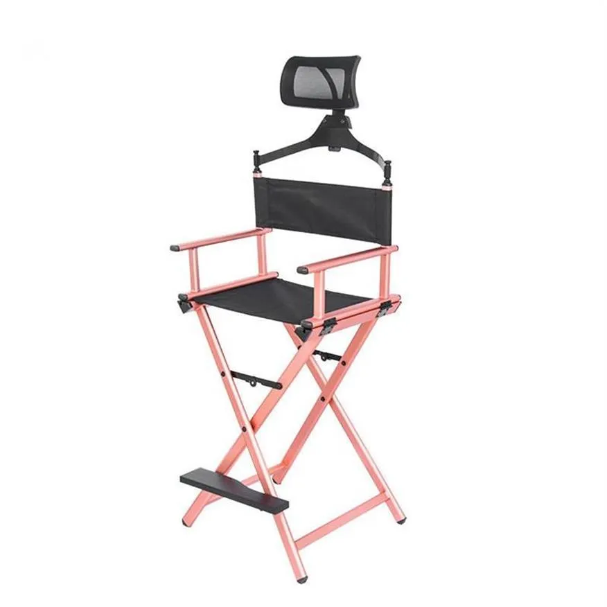 Aluminum Frame Makeup Artist Directors Chair W Adjustable Head Rest