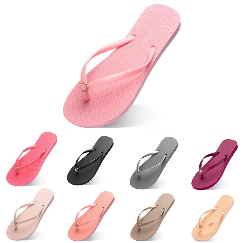 Kvinnor tofflor Fashion Flip Flops Beach Hotel inomhus Slipper Triple Black Pink White Lemon Green Grey Womens skor femtio