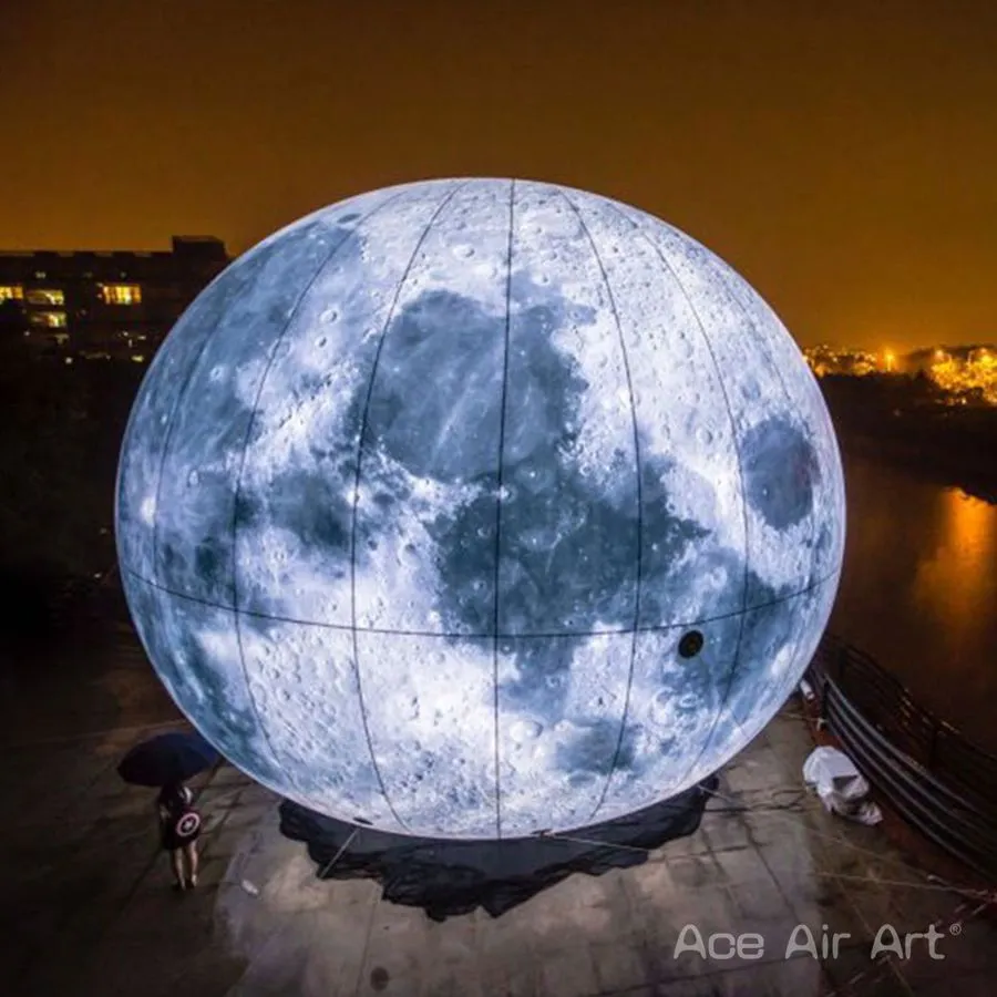 Modèle de planète de lune gonflable Durable, objets naturels pour la décoration de musée/galerie d'art, fabriqués par Ace Air Art