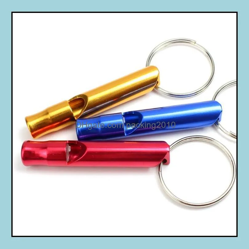 Mini Aluminum Whistle Dogs For Training With Keychain Key Ring Outdoor Survival Emergency Exploring Free shipping