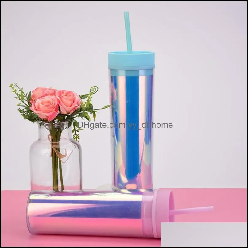 mugs 450ml cold color change straw cup reusable coffee portable plastic water with lid home outdoor travel drinkware