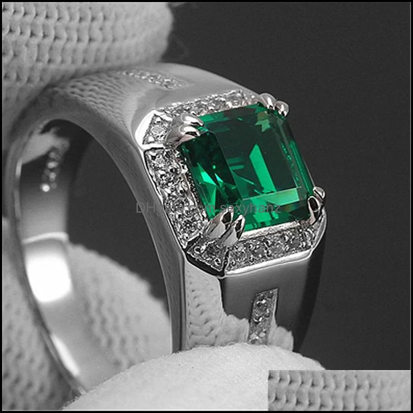 men diamond rings with side stones platinum plated tanzanite blue corundum men`s women ring love wedding engagement ring