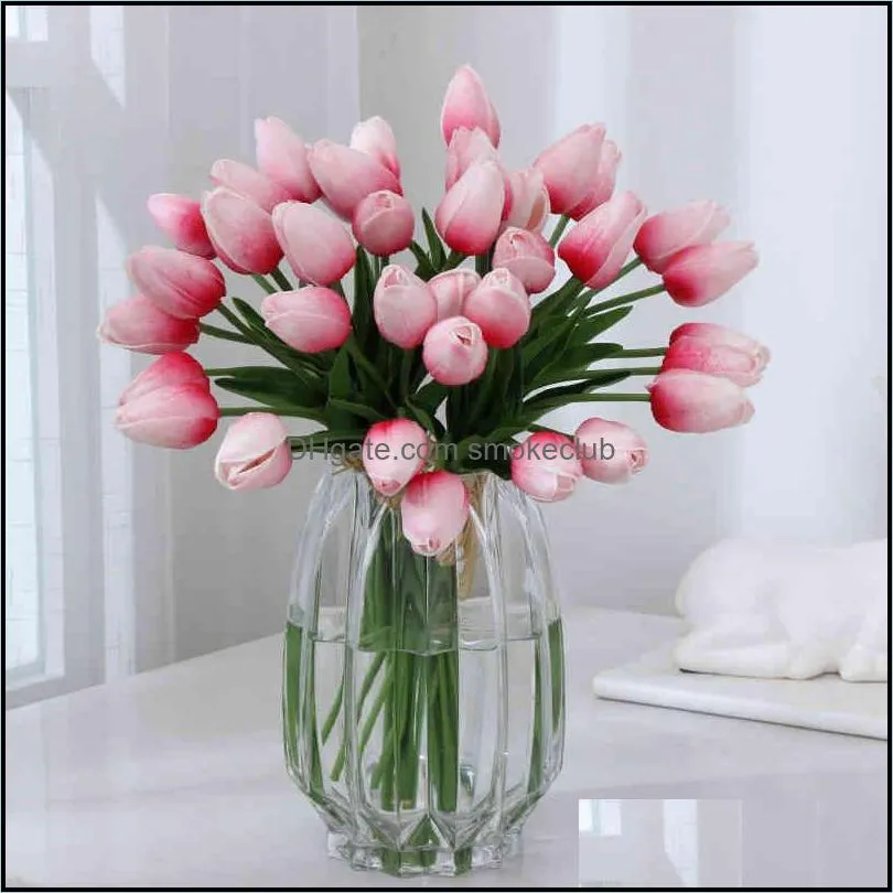 10pcs/set Artificial Tulip Calla Lily Simulation PU Fake Flower Wedding Decoration Party Hotel Home Decor Plants