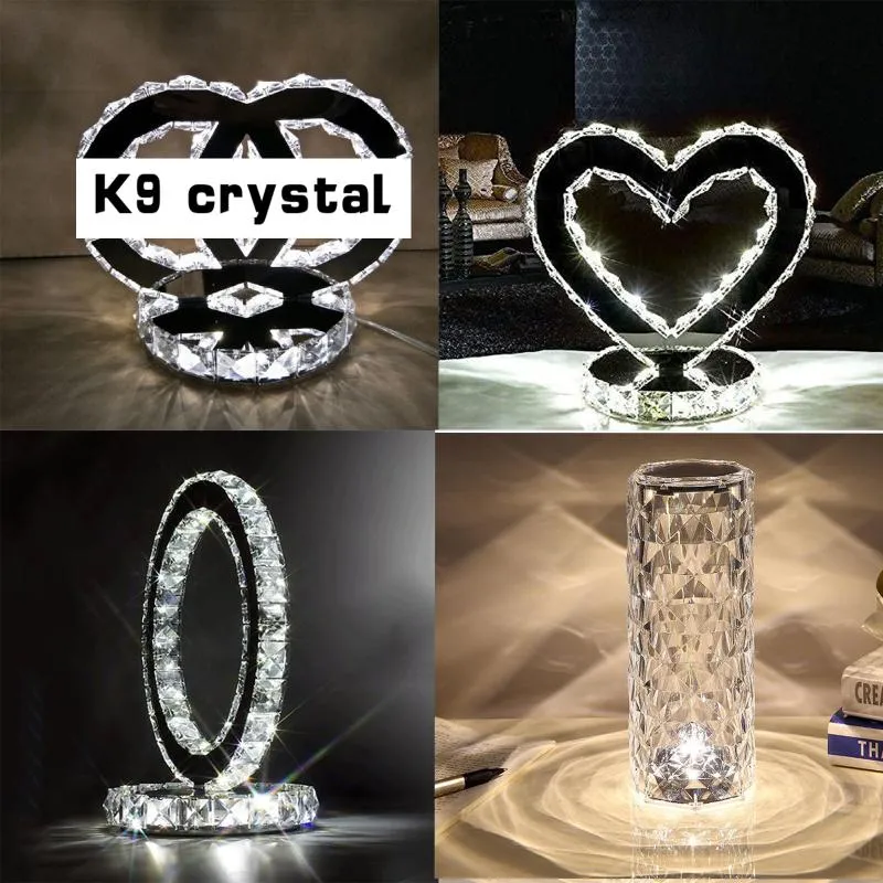 Luzes noturnas de luxo moderno k9 luminárias de mesa de cristal de cristal